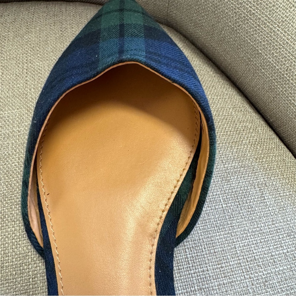 J. Crew Winter Holiday Plaid D'Orsay Flats. Size 6 - Picture 7 of 11